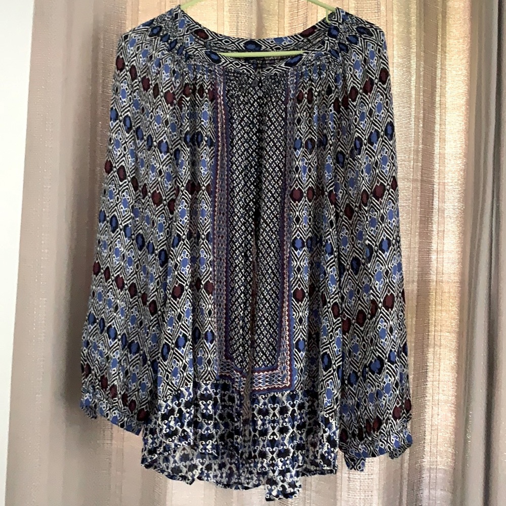 Lucky Brand long-sleeved, button-down, flowy, A-line shirt